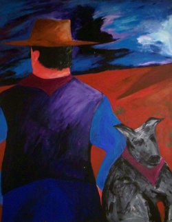I See By Your Outfit You Are A Cowboy 1987 Original Painting - Bill Gersh I See By Your Outfit You Are A Cowboy 1987 Original Painting - Bill Gersh