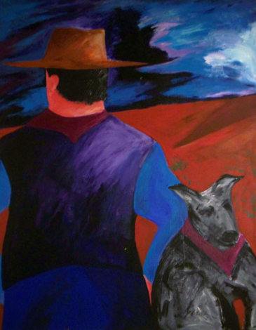I See By Your Outfit You Are A Cowboy Original Painting - Bill Gersh