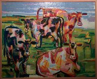 Curious Cows 2002 31x39 Original Painting by David Gerstein - 1 Curious Cows 2002 31x39 Original Painting by David Gerstein - 1