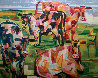 Curious Cows 2002 31x39 Original Painting by David Gerstein - 0 Curious Cows 2002 31x39 Original Painting by David Gerstein - 0
