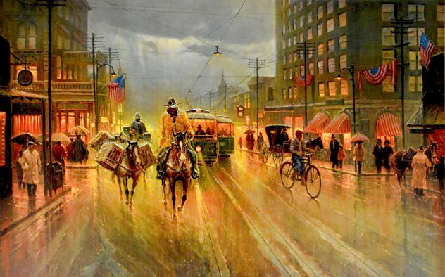 Early Downtown Houston 1984 - Texas - Signed Twice Limited Edition Print by G. Harvey