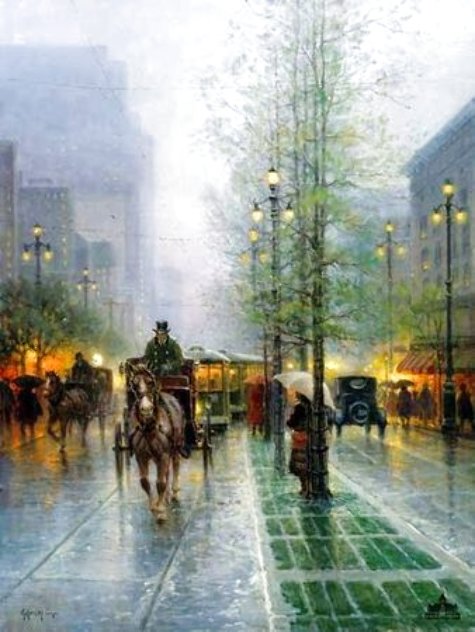 Carriages on Canal Street - Huge - New York - NYC Limited Edition Print by G. Harvey