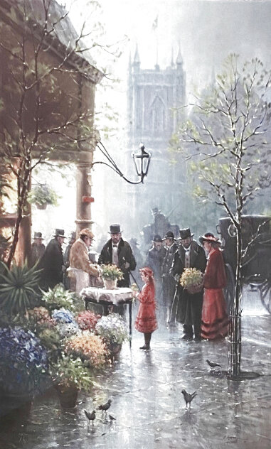 Old Westminster Flower Shop 1989 - Huge - England Limited Edition Print by G. Harvey