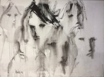 Untitled (Six Faces) 1971 30x40 Original Painting - Gino Hollander Untitled (Six Faces) 1971 30x40 Original Painting - Gino Hollander