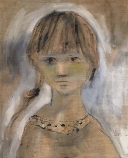 Untitled (Girl in Gold) 1965 37x31 Original Painting - Gino Hollander