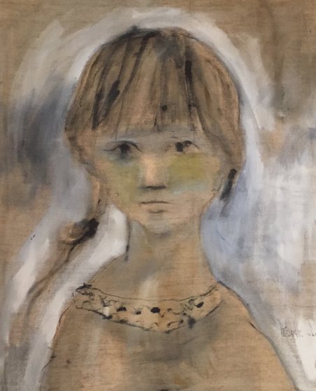 Untitled (Girl in Gold) 1965 37x31 Original Painting by Gino Hollander Untitled (Girl in Gold) 1965 37x31 Original Painting by Gino Hollander