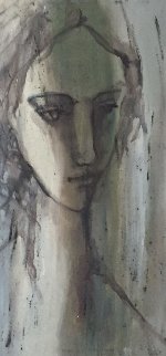 Untitled -  Girl in Shadow 1983 49x26 Huge Original Painting - Gino Hollander