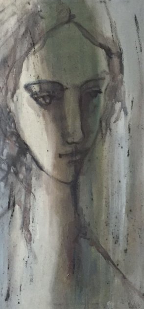 Untitled -  Girl in Shadow 1983 49x26 Huge Original Painting by Gino Hollander