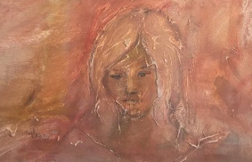 Young Girl's Face 1965 25x41 Original Painting - Gino Hollander Young Girl's Face 1965 25x41 Original Painting - Gino Hollander
