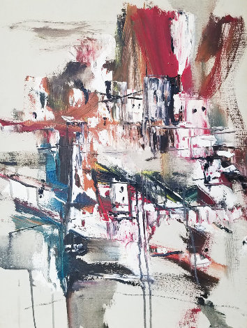 Untitled Abstract Expressionist Painting 1966 25x19 Original Painting - Gino Hollander