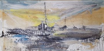 Ships 1970 37x68 Super Huge Original Painting - Gino Hollander Ships 1970 37x68 Super Huge Original Painting - Gino Hollander