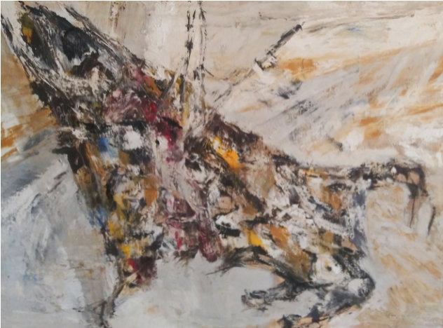 Untitled (Toro) 1966 34x47 -  Early Original Painting by Gino Hollander