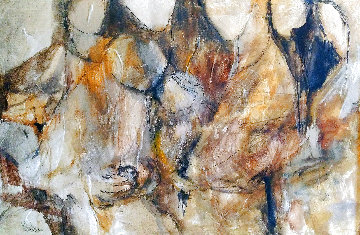 Women With Child 1966 29x40 Huge - Early Original Painting - Gino Hollander