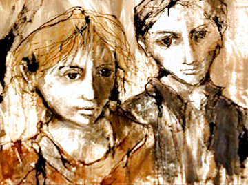 Girl and Boy 2007 34x30 Original Painting - Gino Hollander