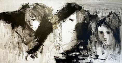 Untitled Figurative Abstract 1971 34x68 - Huge Mural Size Original Painting - Gino Hollander