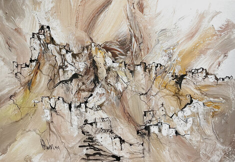 Un Pueblo de Andalucia 2003 31x45 -- Huge - Signed Twice - Spain Original Painting - Gino Hollander