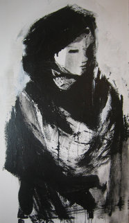 Untitled IV Woman 1980 49x25 Huge Original Painting - Gino Hollander