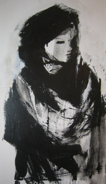Untitled IV Woman 1980 49x25 Huge Original Painting by Gino Hollander