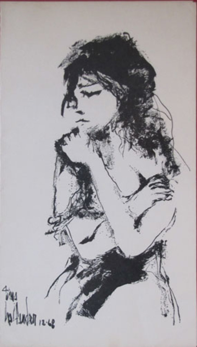 Untitled (Portrait) 1968 9x5 Original Painting by Gino Hollander Untitled (Portrait) 1968 9x5 Original Painting by Gino Hollander