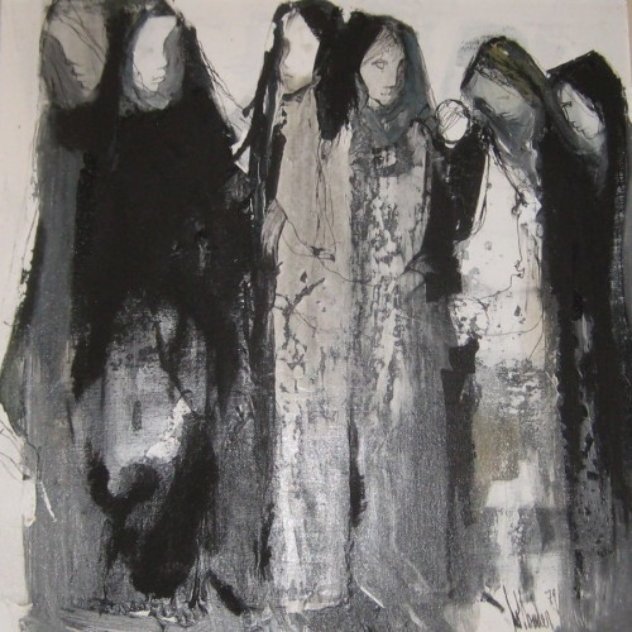 Las Mujeres 1979 30x30 Original Painting by Gino Hollander