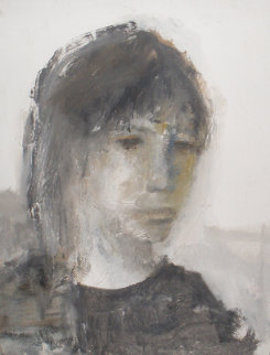 Young Woman 1965 42x33 Huge Original Painting - Gino Hollander