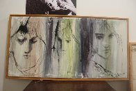 3 Faces 1986 39x20 Original Painting by Gino Hollander - 1 3 Faces 1986 39x20 Original Painting by Gino Hollander - 1