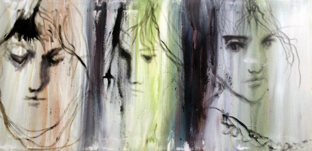 3 Faces 1986 39x20 Original Painting by Gino Hollander 3 Faces 1986 39x20 Original Painting by Gino Hollander