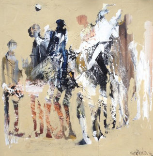 Crowded People 1976 59x59 Original Painting - Gino Hollander Crowded People 1976 59x59 Original Painting - Gino Hollander