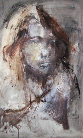 Women's Portrait 1969 39x23 Original Painting by Gino Hollander Women's Portrait 1969 39x23 Original Painting by Gino Hollander