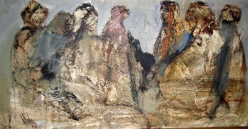 Five Women 1969 21x41 Huge Original Painting - Gino Hollander