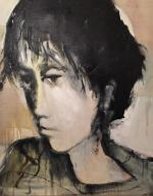 Untitled (Head of a Young Man) 1983 40x40 Huge Original Painting by Gino Hollander - 2