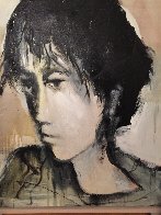 Untitled (Head of a Young Man) 1983 40x40 Huge Original Painting by Gino Hollander - 1