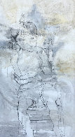 Seated Boy on Chair 1966 66x33 Super Huge Original Painting by Gino Hollander - 0 Seated Boy on Chair 1966 66x33 Super Huge Original Painting by Gino Hollander - 0