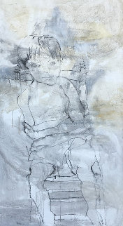 Seated Boy on Chair 1966 66x33 Super Huge Original Painting - Gino Hollander Seated Boy on Chair 1966 66x33 Super Huge Original Painting - Gino Hollander
