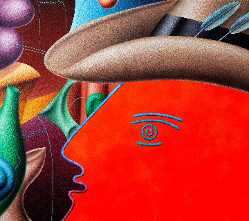 Red Dandy 1984 36x40 Huge Original Painting - Yankel Ginzburg Red Dandy 1984 36x40 Huge Original Painting - Yankel Ginzburg