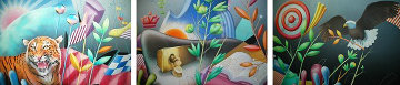 Untitled Triptych (Dart Drug, Crown Books, And Trak Auto Logos of the 54x67 Haft Empire) Original Painting - Yankel Ginzburg Untitled Triptych (Dart Drug, Crown Books, And Trak Auto Logos of the 54x67 Haft Empire) Original Painting - Yankel Ginzburg