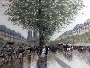 Untitled Paris Cityscape 1983 39x49 Original Painting - Andre Gisson Untitled Paris Cityscape 1983 39x49 Original Painting - Andre Gisson