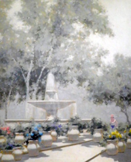 Woman And Fountain In The Tuileries Garden 37x31 Paris By Andre Gisson