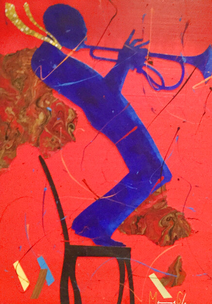 Black Chair Green Tie 2012 30x38 Original Painting - Marcus Glenn