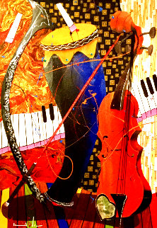 Instruments Jamming to Their Own Beat 2012 39x30 Original Painting - Marcus Glenn Instruments Jamming to Their Own Beat 2012 39x30 Original Painting - Marcus Glenn