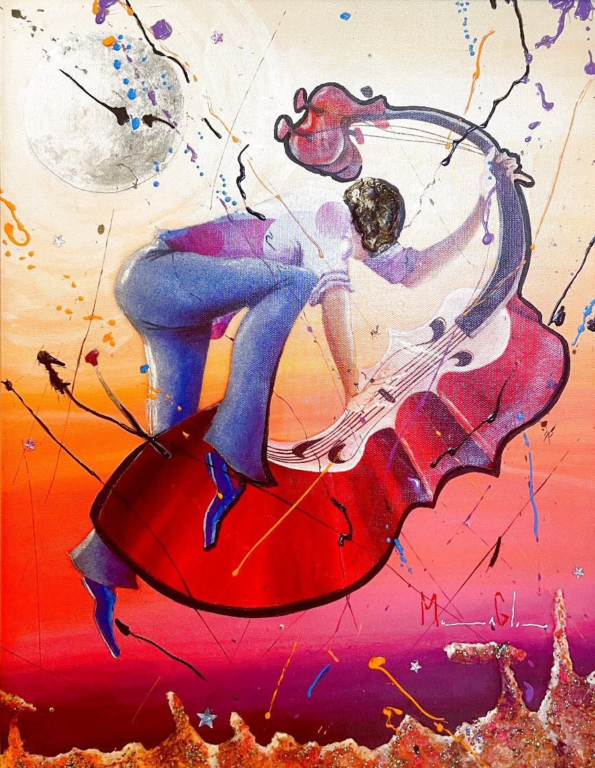 Straddle That Bass in Outer Space 2014 Embellished w/ Relief Limited Edition Print by Marcus Glenn