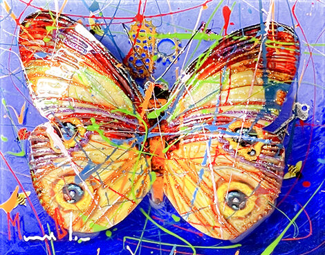 A Little Change Goes a Long Way (Blue) 2022 20x20 Mixed Media on Wood Original Painting - Marcus Glenn