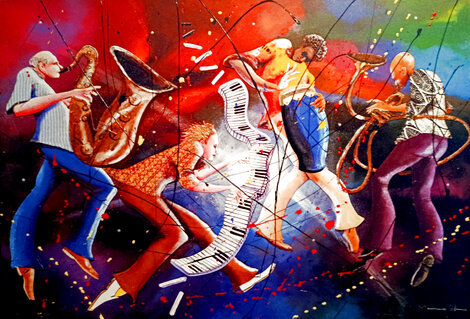 Big Jam Theory 2005 - Framed Embellished Giclee on Canvas Limited Edition Print - Marcus Glenn