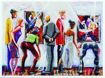Spectators At the Tarkay Exhibit 2002 Limited Edition Print - Marcus Glenn Spectators At the Tarkay Exhibit 2002 Limited Edition Print - Marcus Glenn
