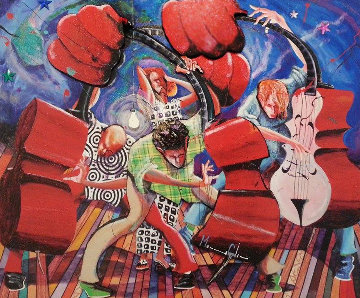 Three Bass And a Lady 2001 Embellished Limited Edition Print - Marcus Glenn Three Bass And a Lady 2001 Embellished Limited Edition Print - Marcus Glenn