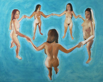 Pool Dance (5 Kristin) 1996 38x48 Original Painting - David Glynn Pool Dance (5 Kristin) 1996 38x48 Original Painting - David Glynn