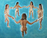 Pool Dance (5 Kristin) 1996 38x48 Huge Original Painting by David Glynn - 0