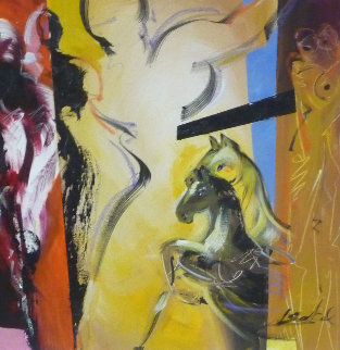 Equestrian Night 2012 32x32 Original Painting - Alfred Gockel Equestrian Night 2012 32x32 Original Painting - Alfred Gockel