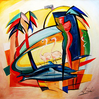 Love in the Tropic 2016 43x43 Super Huge Original Painting - Alfred Gockel Love in the Tropic 2016 43x43 Super Huge Original Painting - Alfred Gockel