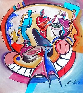New Orleans Jam 2008 42x42 Huge Original Painting - Alfred Gockel New Orleans Jam 2008 42x42 Huge Original Painting - Alfred Gockel